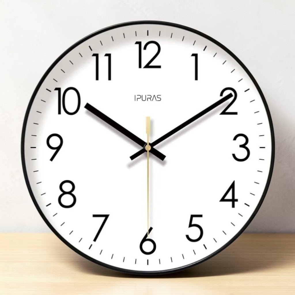 Nordic Minimalist Wall Clock — Silent Quartz Sweep Movement