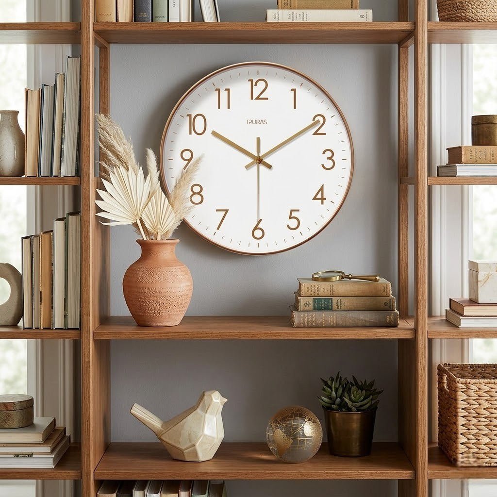 Nordic Minimalist Wall Clock — Silent Quartz Sweep Movement