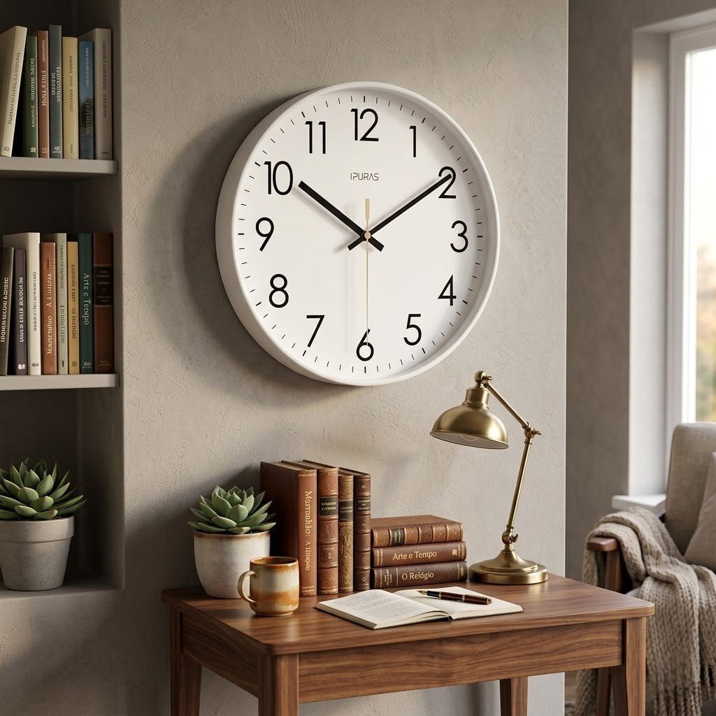 Nordic Minimalist Wall Clock — Silent Quartz Sweep Movement
