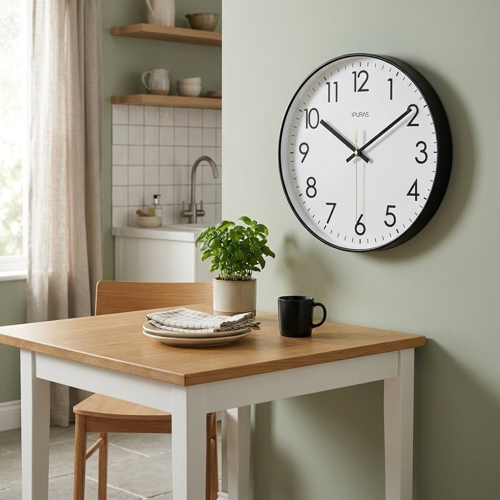 Nordic Minimalist Wall Clock — Silent Quartz Sweep Movement