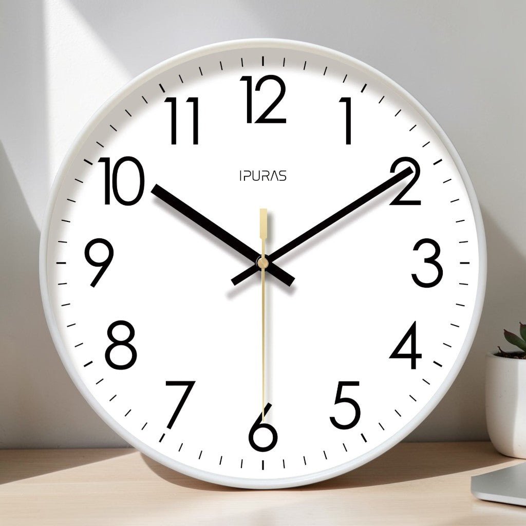 Nordic Minimalist Wall Clock — Silent Quartz Sweep Movement