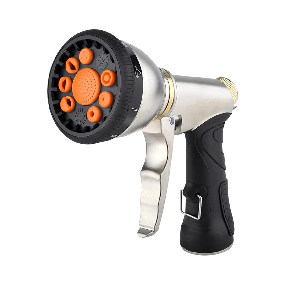 NozzleJet Hose Nozzle — Nine Spray Patterns, Single-Finger Thumb Lever