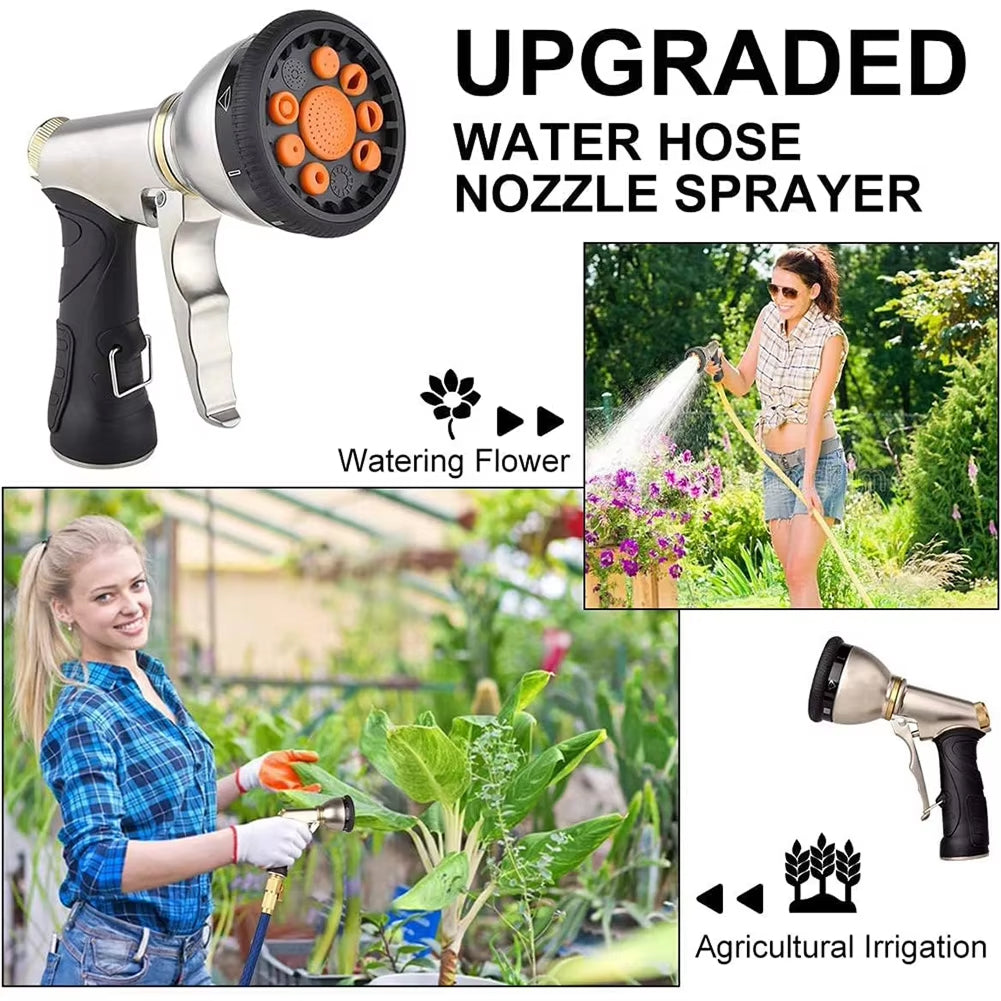 NozzleJet Hose Nozzle — Nine Spray Patterns, Single-Finger Thumb Lever