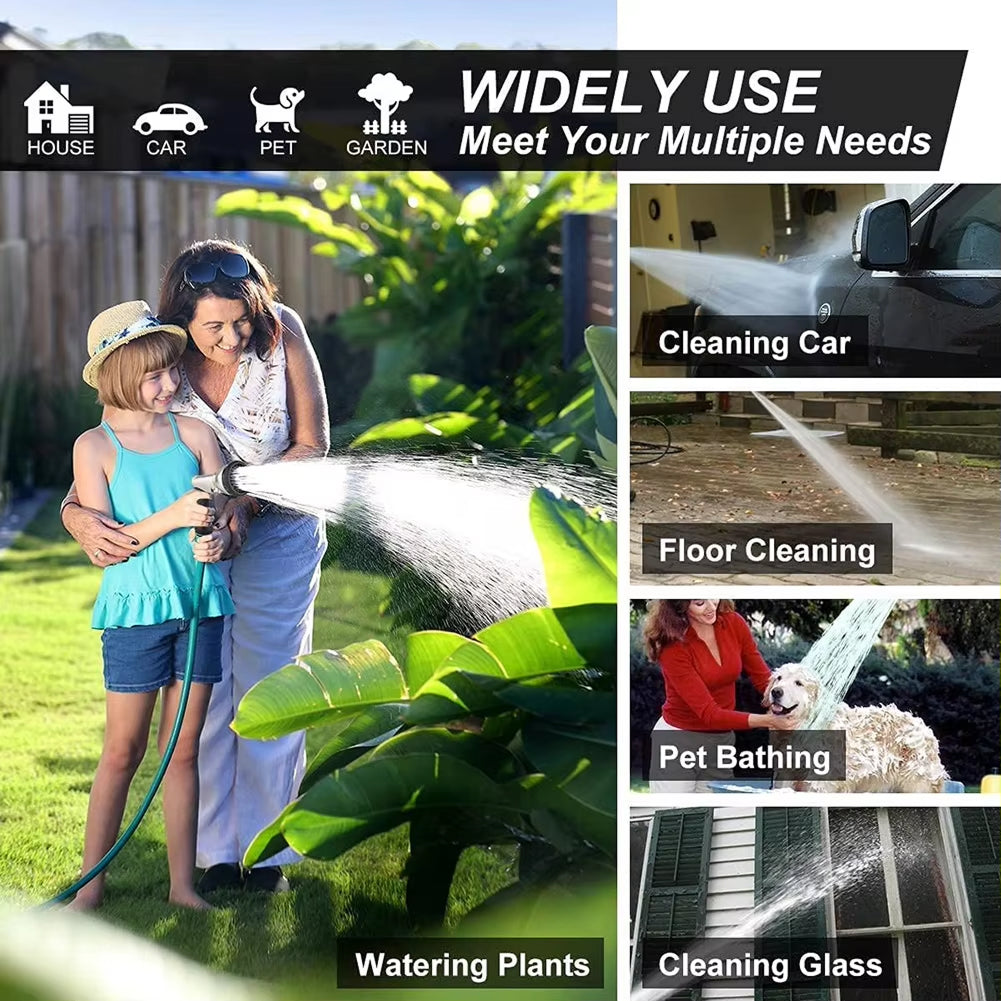 NozzleJet Hose Nozzle — Nine Spray Patterns, Single-Finger Thumb Lever