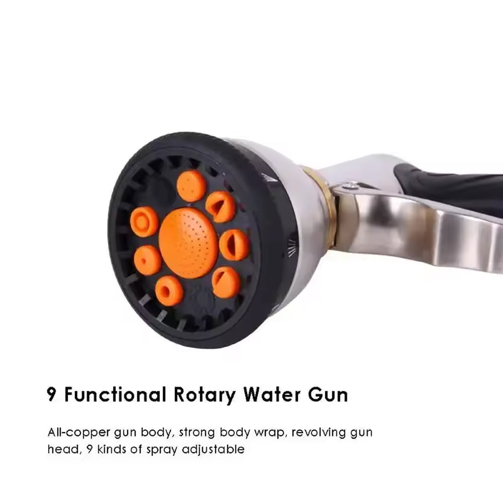 NozzleJet Hose Nozzle — Nine Spray Patterns, Single-Finger Thumb Lever