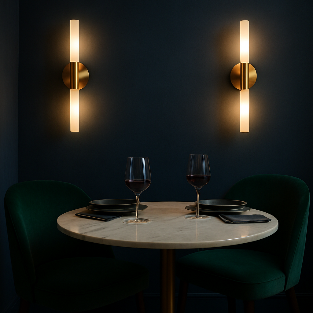 Aurea Elegant Vertical Slim Brass Wall Light For Modern Interior Spaces And Hallways