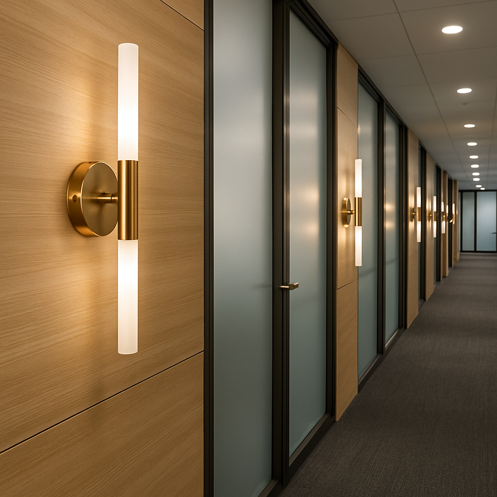 Aurea Elegant Vertical Slim Brass Wall Light For Modern Interior Spaces And Hallways