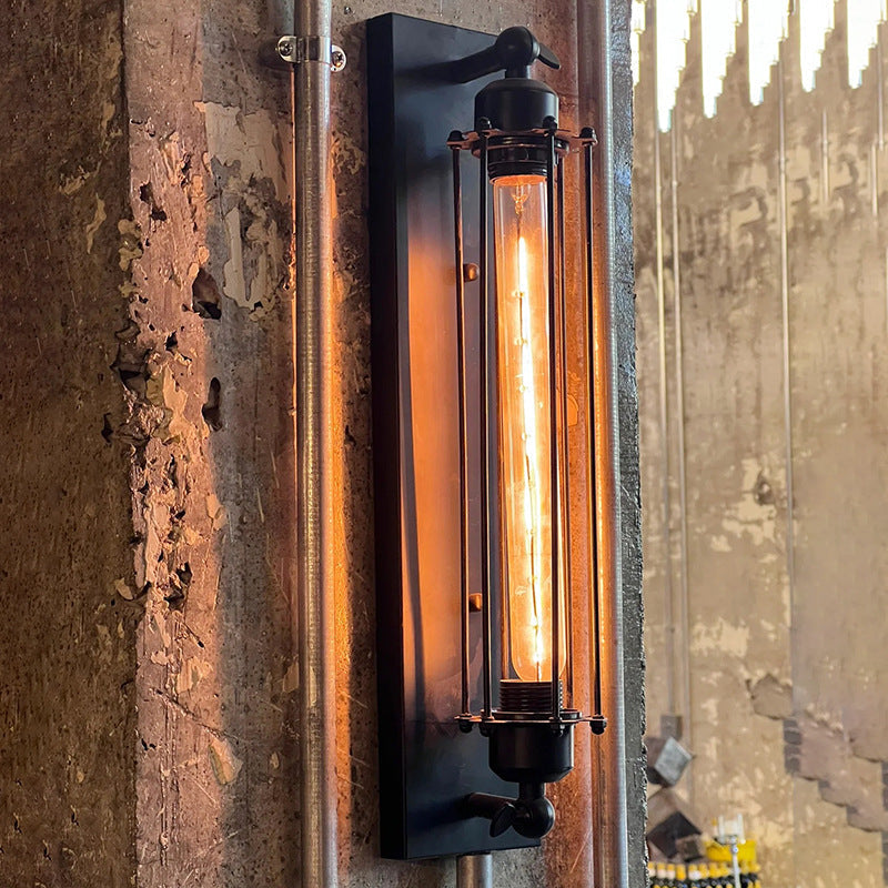 Vintage Industrial Cast Iron Wall Lamp With LED Black Silver Bronze Finish