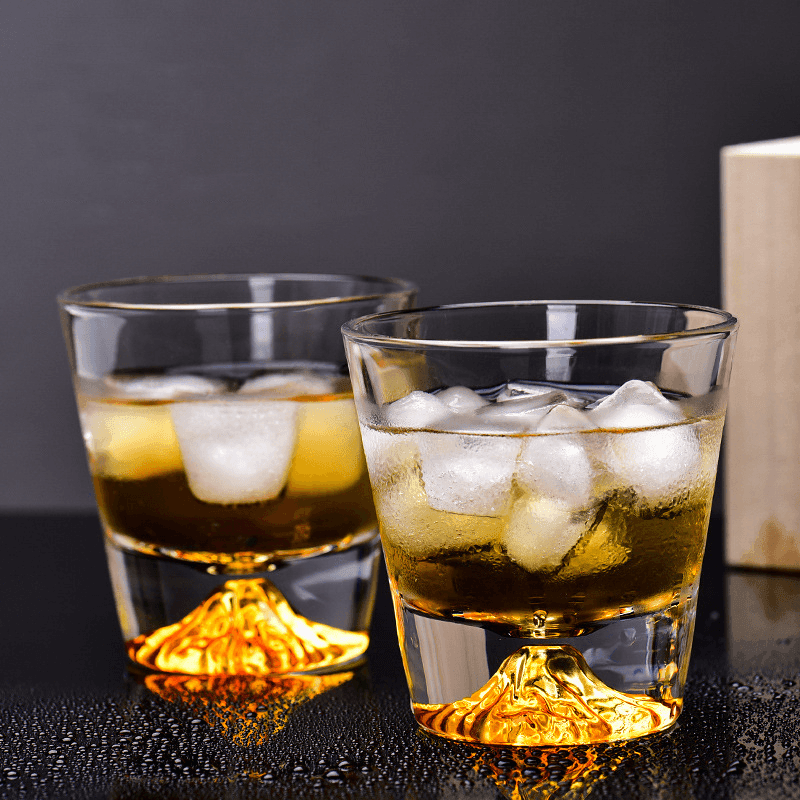 Chamvin Edo Kiriko Whiskey Glass In Crystal Set With Wooden Gift Box
