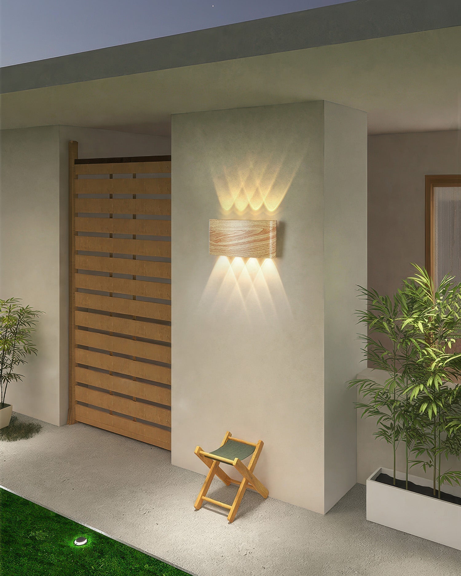 Wood Grain LED Wall Light 10W Warm White 3000K Indoor Outdoor IP65