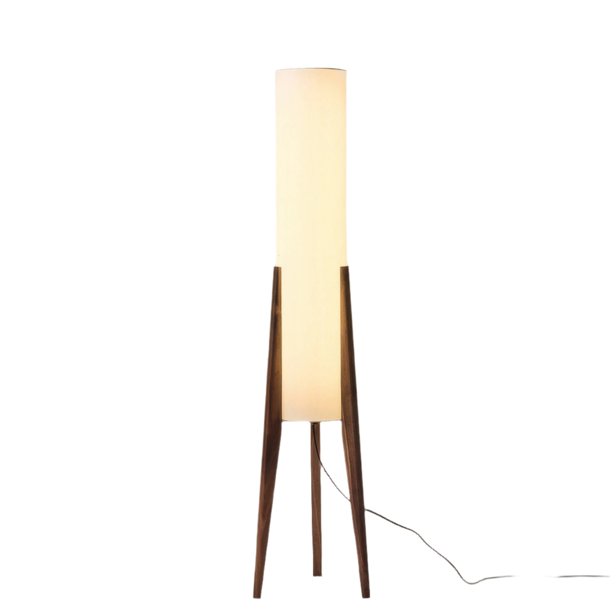 Liora Walnuss-Stehlampe mit weichem Schirm und Messingdetails für Wohnzimmer und Schlafzimmer