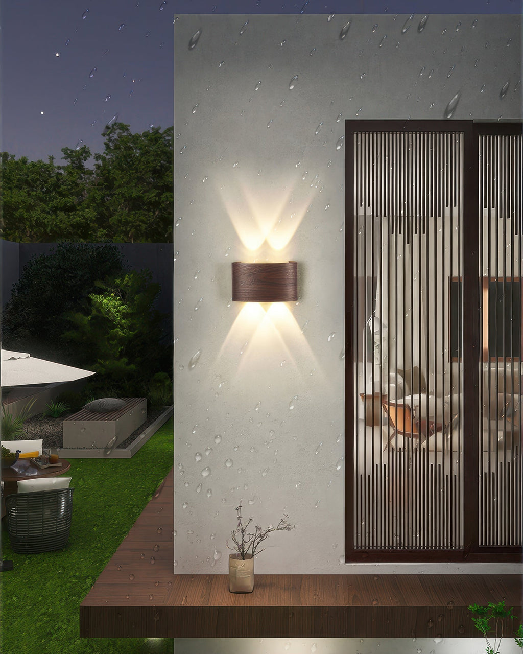 Wood Grain LED Wall Light 10W Warm White 3000K Indoor Outdoor IP65