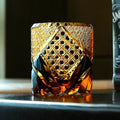 Whiskey Glass Edo Kiriko Dark Knight Handmade Dark Amber Japanese Crystal Box