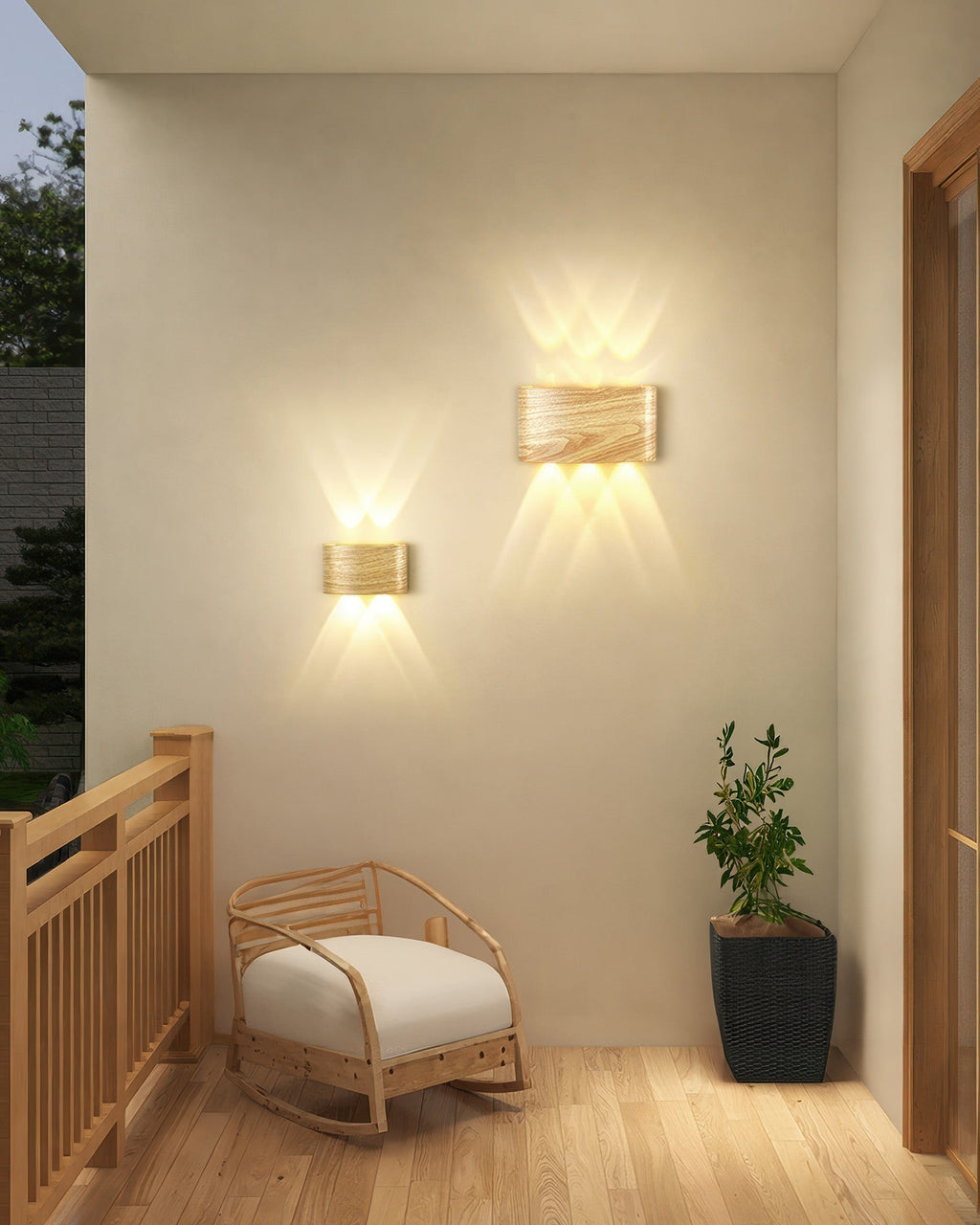Wood Grain LED Wall Light 10W Warm White 3000K Indoor Outdoor IP65