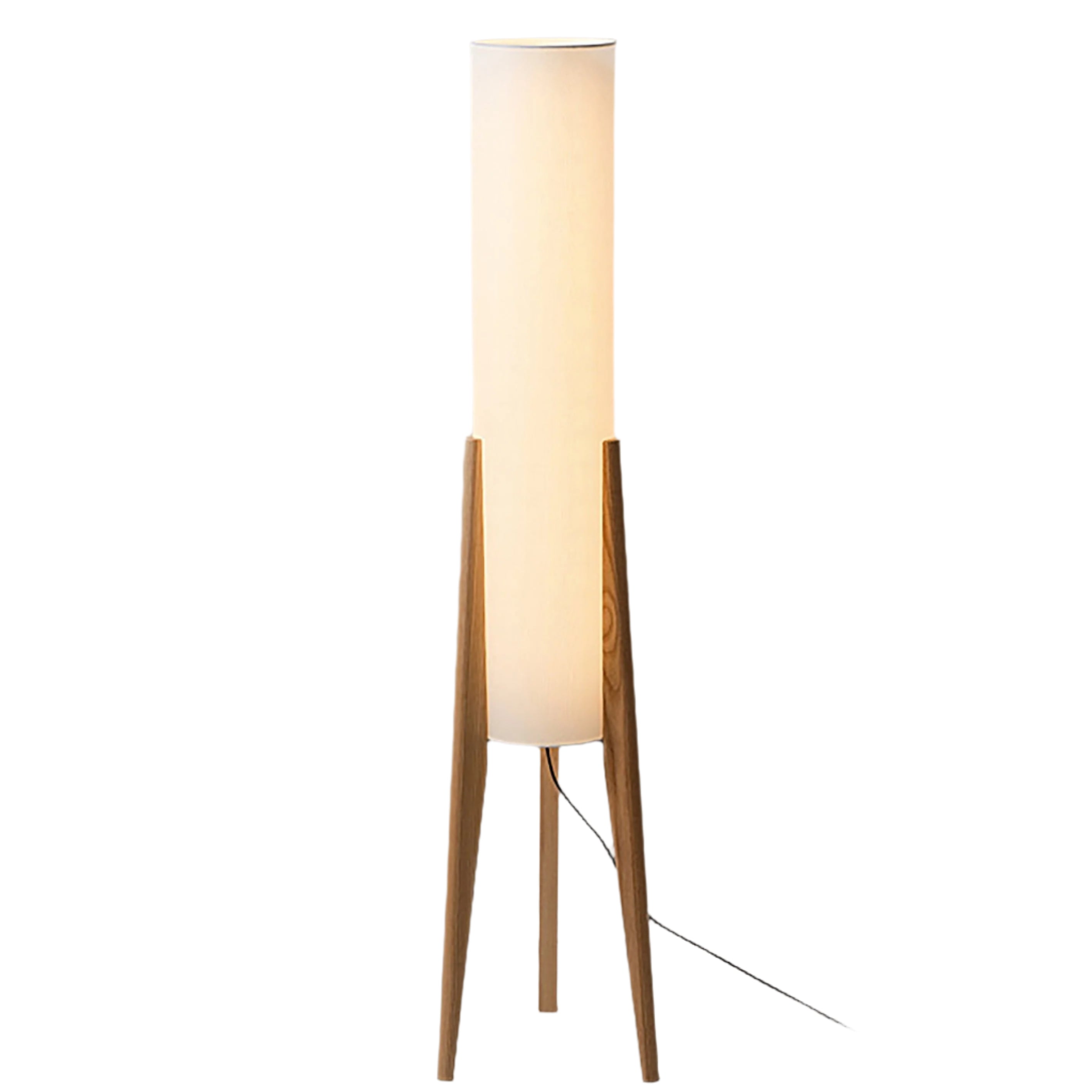 Liora Walnuss-Stehlampe mit weichem Schirm und Messingdetails für Wohnzimmer und Schlafzimmer