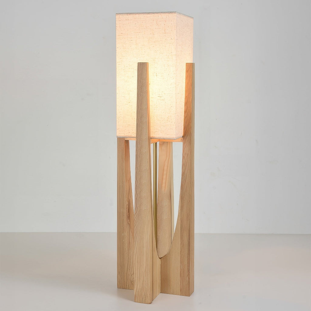 Caelum Walnut Wood Floor Lamp Featuring Linen Shade In Living Rooms Timeless Edition