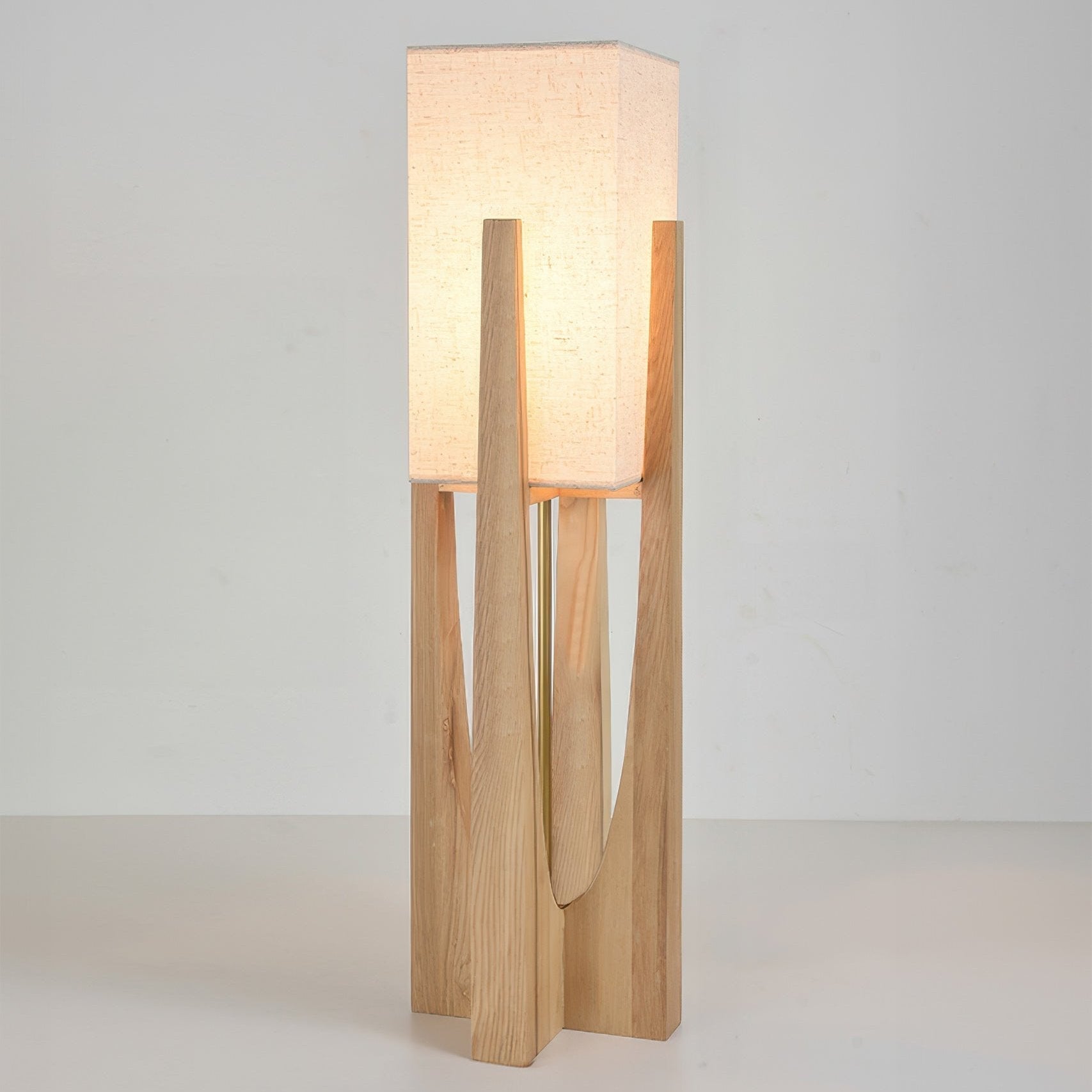 Caelum Walnut Wood Floor Lamp Featuring Linen Shade In Living Rooms Timeless Edition