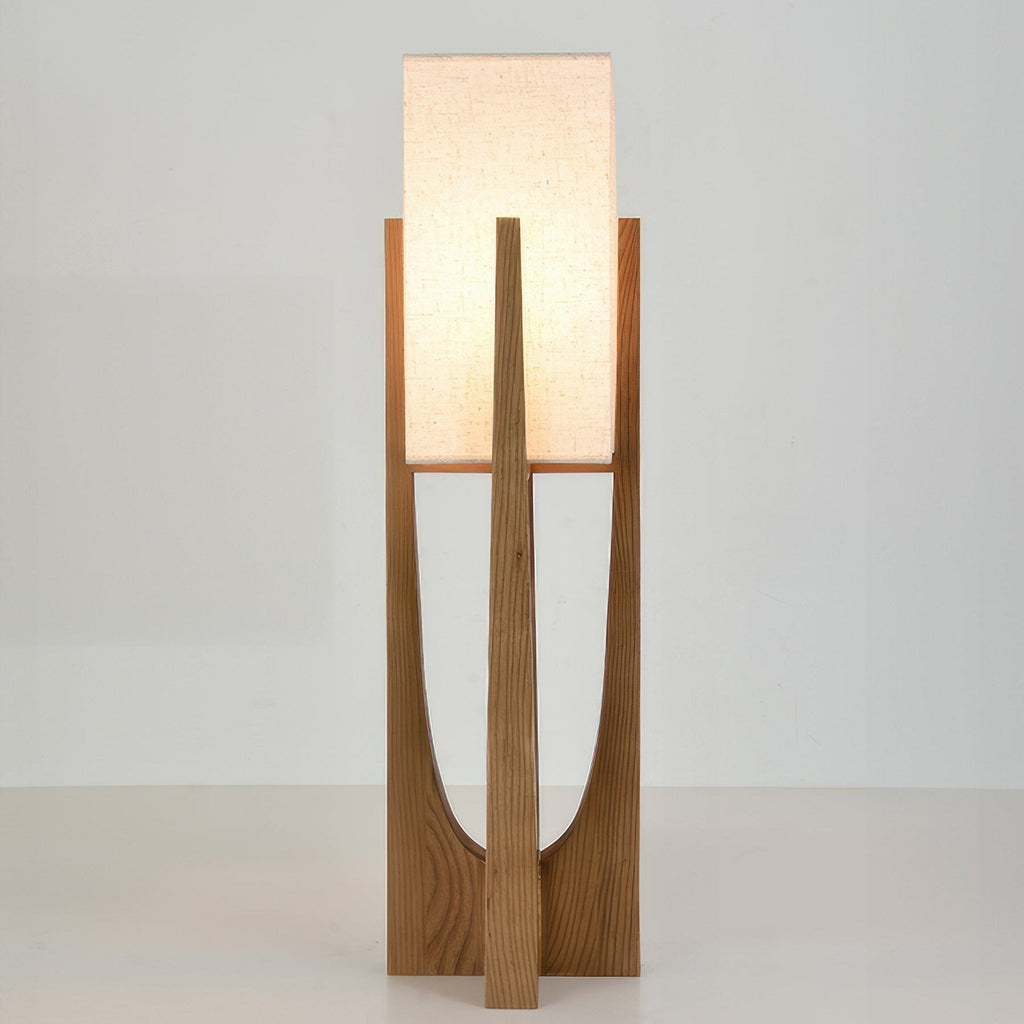 Caelum Walnut Wood Floor Lamp Featuring Linen Shade In Living Rooms Timeless Edition