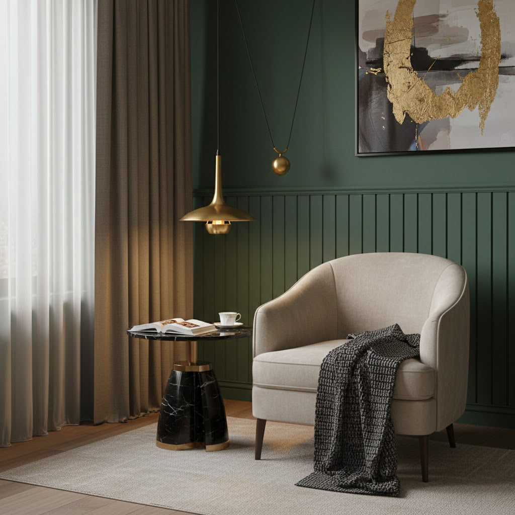 Onos Adjustable Pendant Lamp With Counterweight Ball Vintage Chrome Or Gold Metal