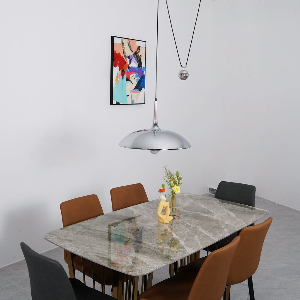 Onos Adjustable Pendant Lamp With Counterweight Ball Vintage Chrome Or Gold Metal