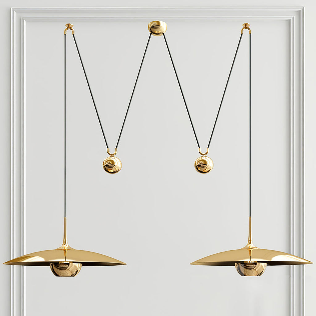 Onos Adjustable Pendant Lamp With Counterweight Ball Vintage Chrome Or Gold Metal
