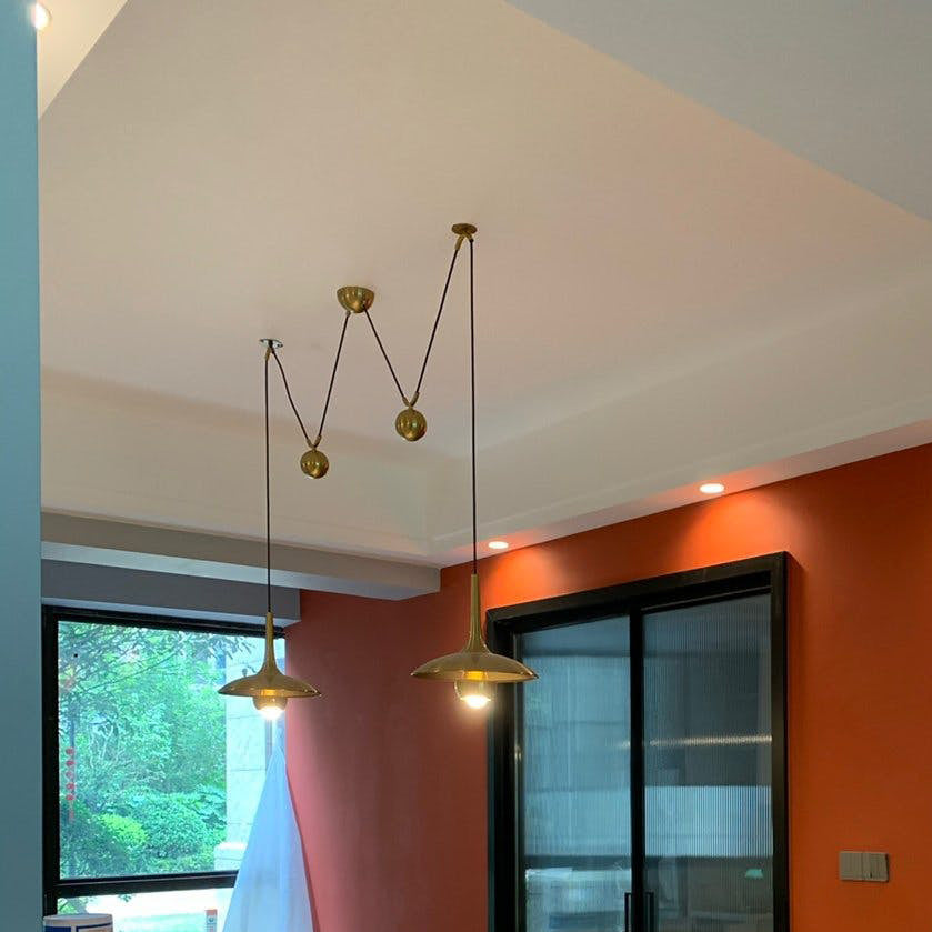 Onos Adjustable Pendant Lamp With Counterweight Ball Vintage Chrome Or Gold Metal
