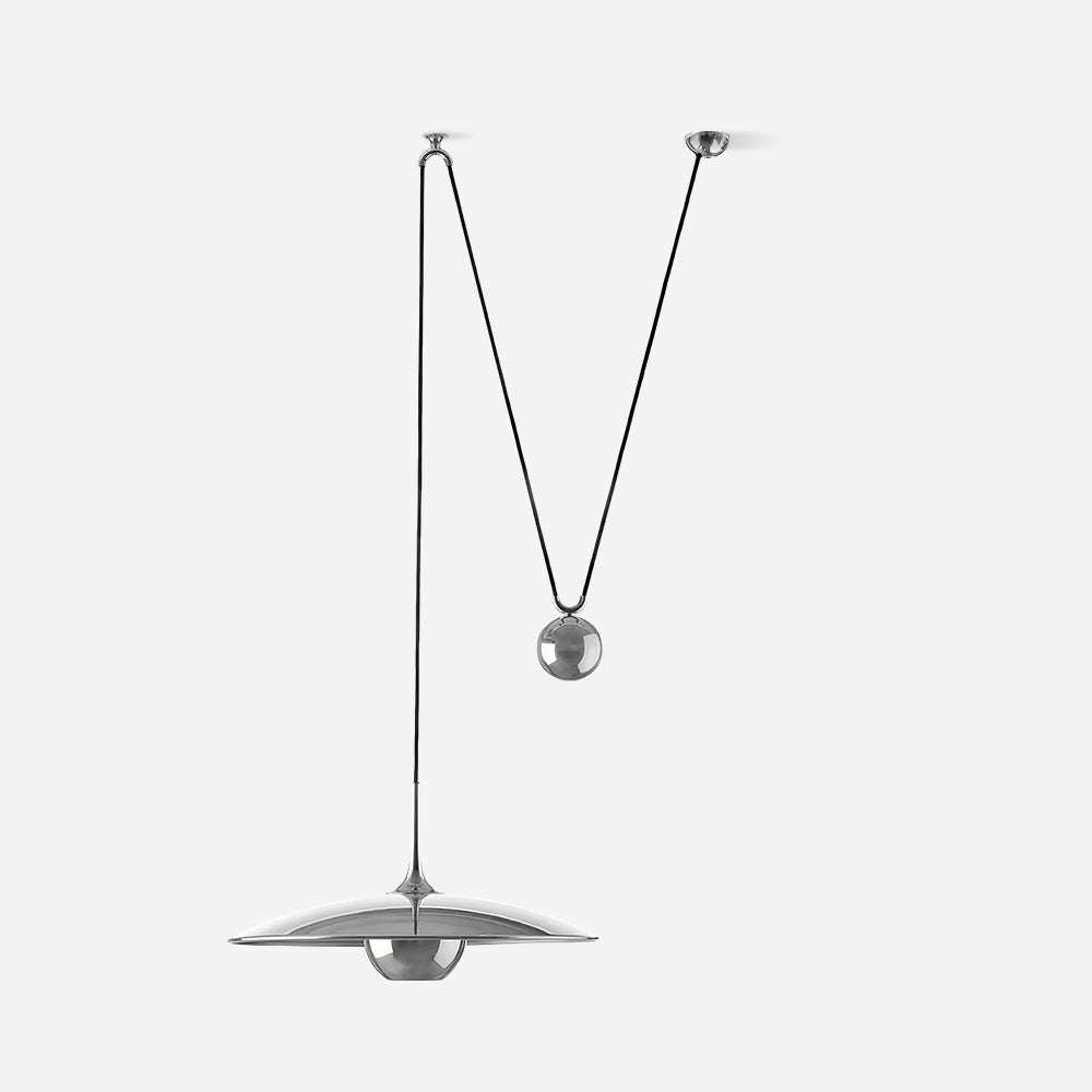 Industrial Counterweight Pendant Lamp, Adjustable Metal Pendant Light In Chrome Or Gold