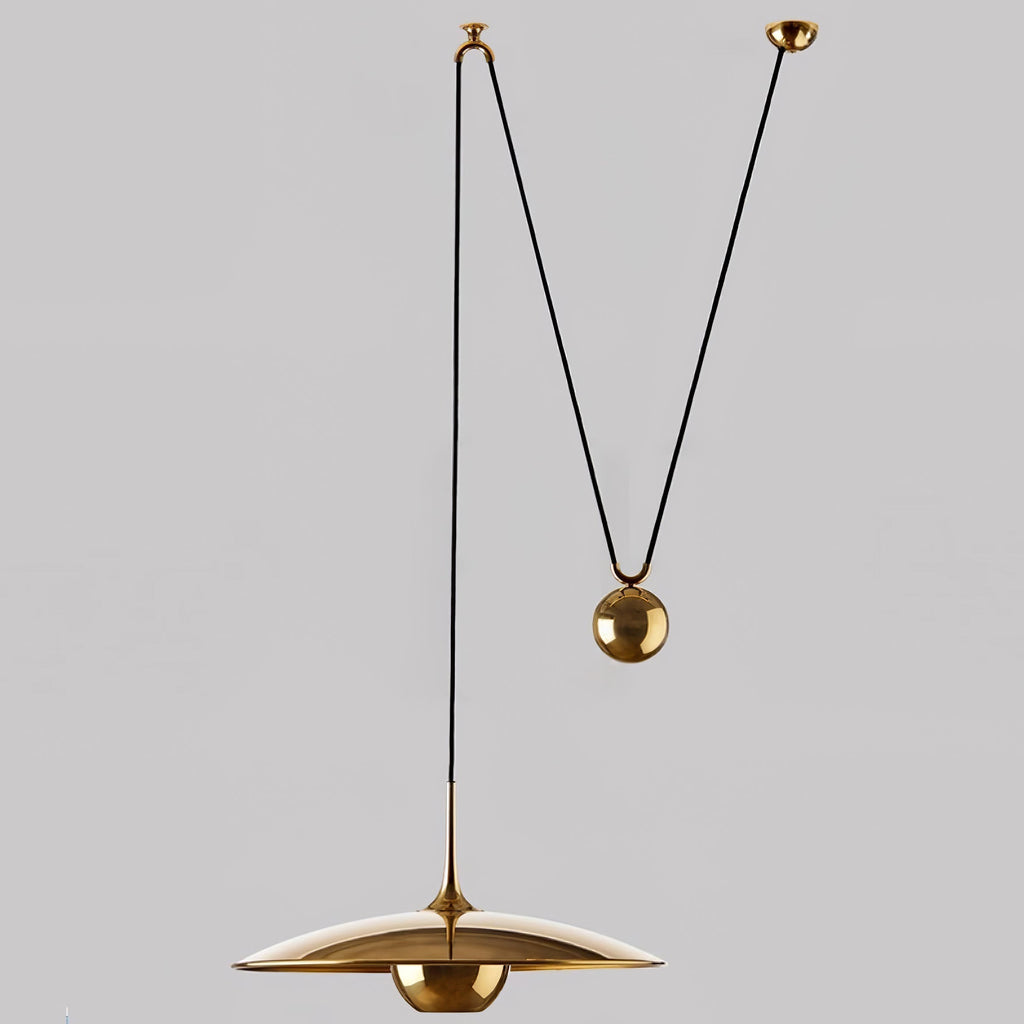 Industrial Counterweight Pendant Lamp, Adjustable Metal Pendant Light In Chrome Or Gold