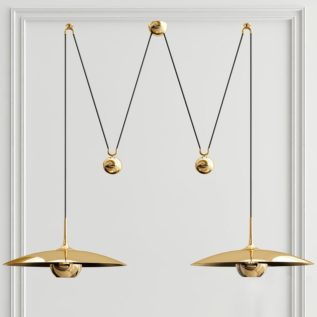 Industrial Counterweight Pendant Lamp, Adjustable Metal Pendant Light In Chrome Or Gold