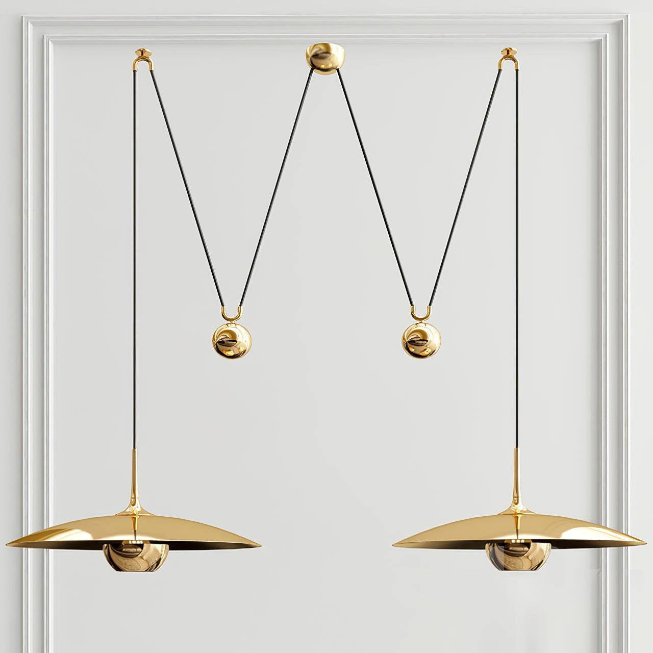 Industrial Counterweight Pendant Lamp, Adjustable Metal Pendant Light In Chrome Or Gold