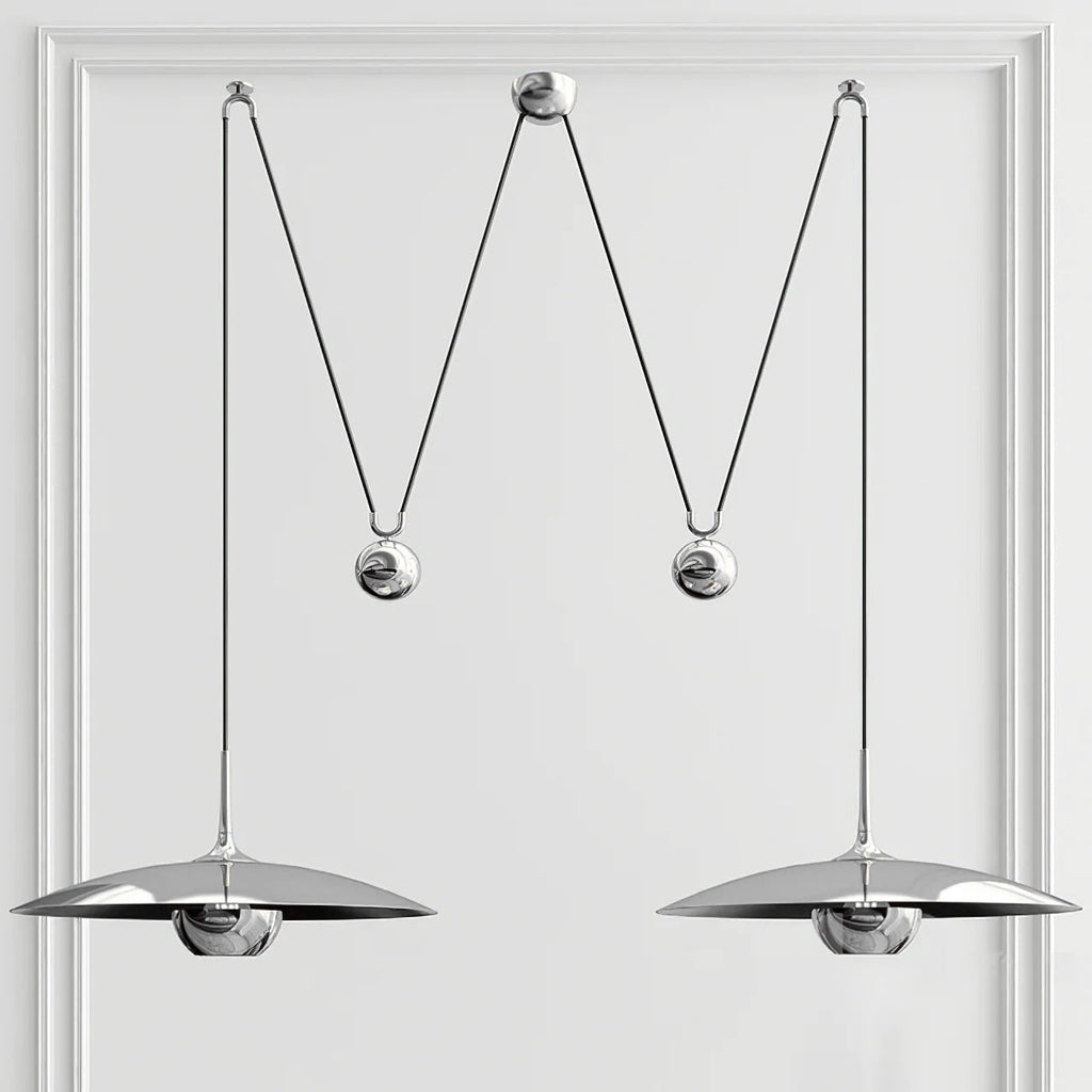 Industrial Counterweight Pendant Lamp, Adjustable Metal Pendant Light In Chrome Or Gold