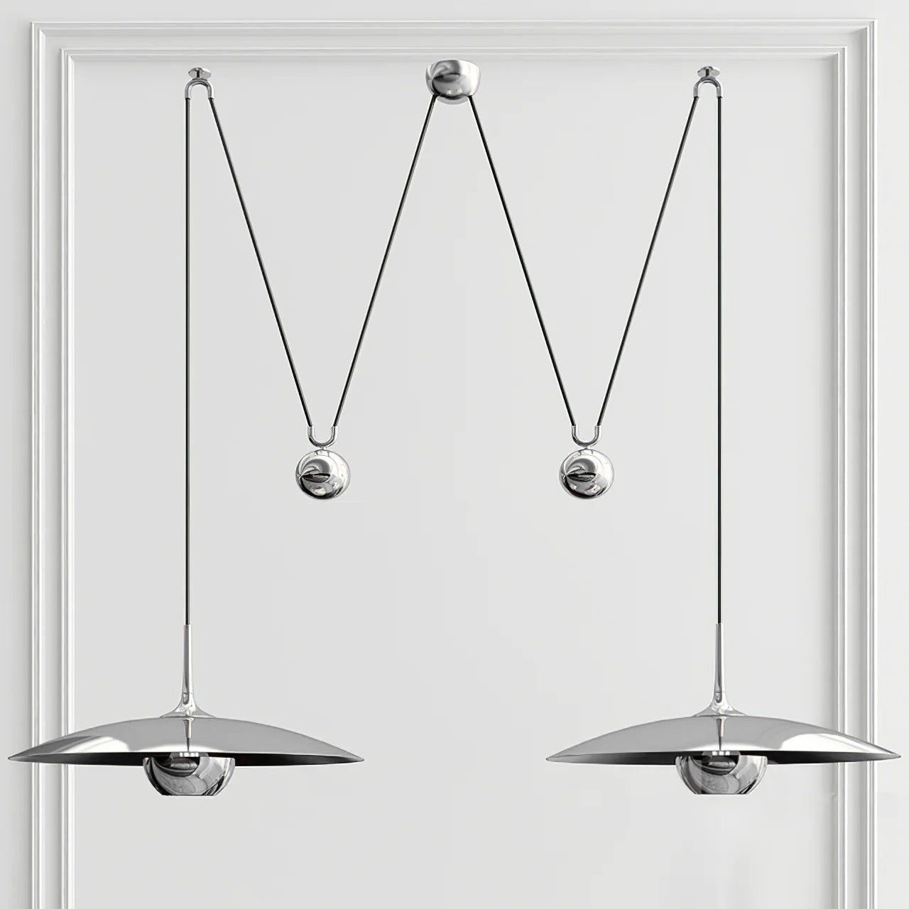 Industrial Counterweight Pendant Lamp, Adjustable Metal Pendant Light In Chrome Or Gold