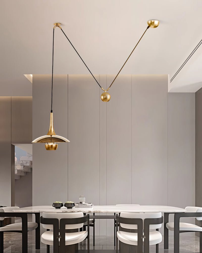 Industrial Counterweight Pendant Lamp, Adjustable Metal Pendant Light In Chrome Or Gold
