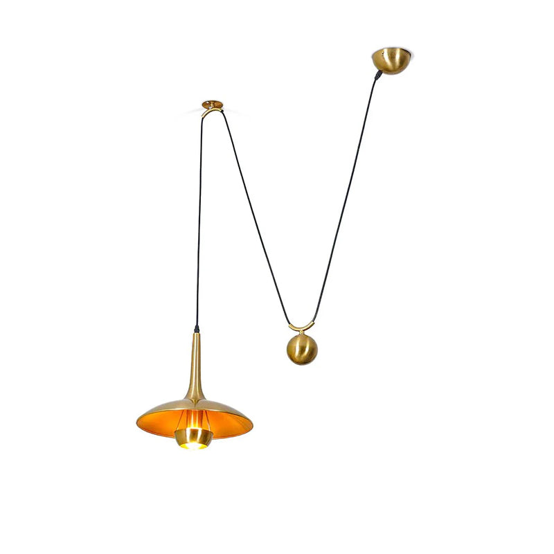 Onos Adjustable Pendant Lamp With Counterweight Ball Vintage Chrome Or Gold Metal