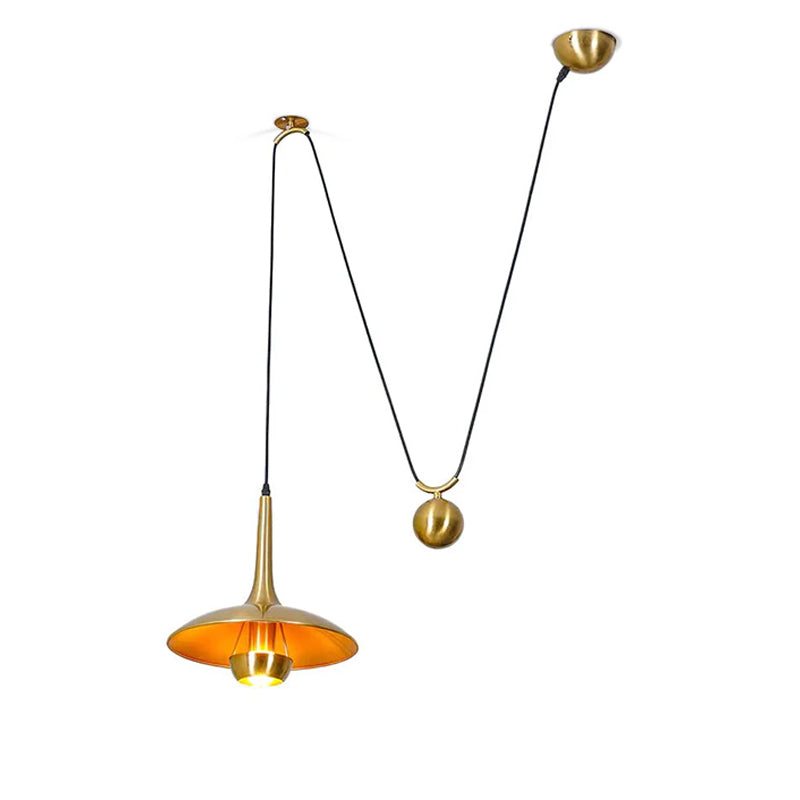 Onos Adjustable Pendant Lamp With Counterweight Ball Vintage Chrome Or Gold Metal