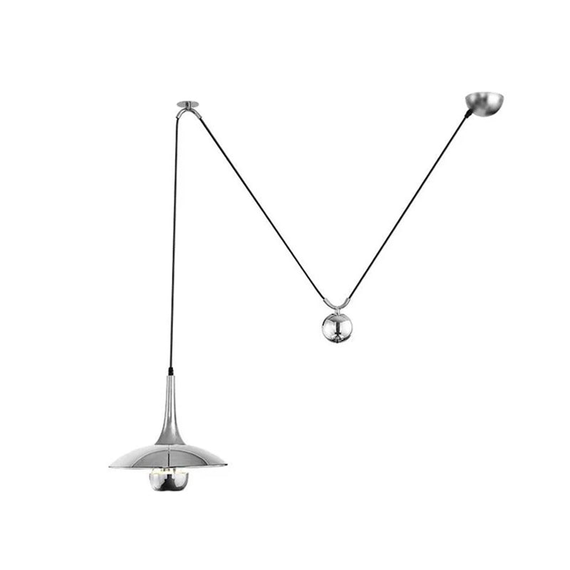 Onos Adjustable Pendant Lamp With Counterweight Ball Vintage Chrome Or Gold Metal