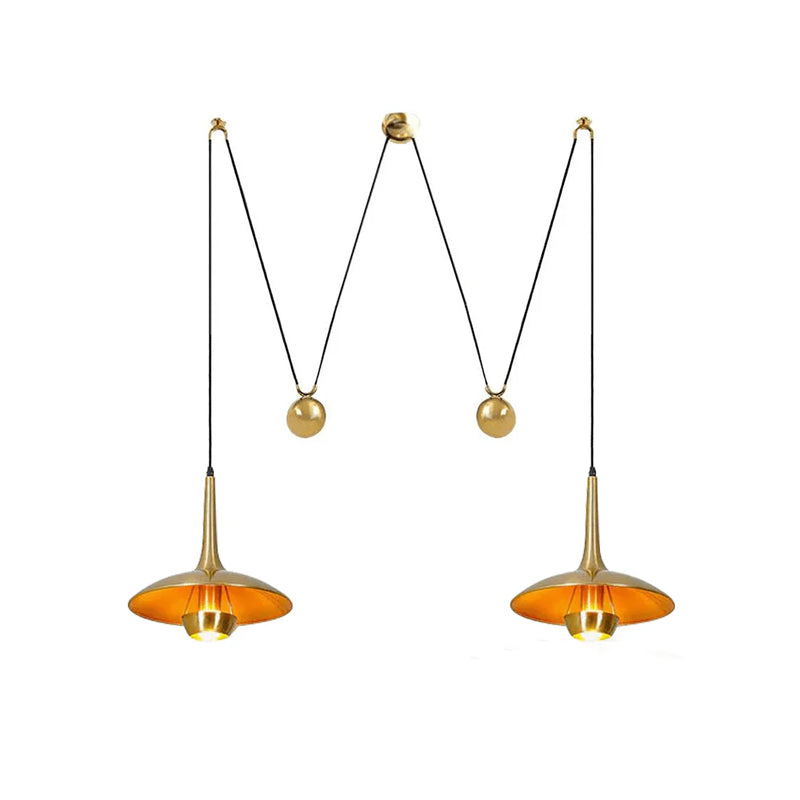 Onos Adjustable Pendant Lamp With Counterweight Ball Vintage Chrome Or Gold Metal
