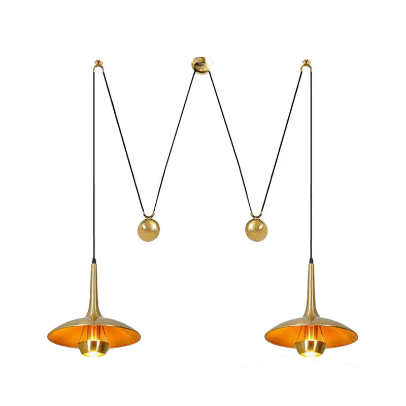 Onos Adjustable Pendant Lamp With Counterweight Ball Vintage Chrome Or Gold Metal