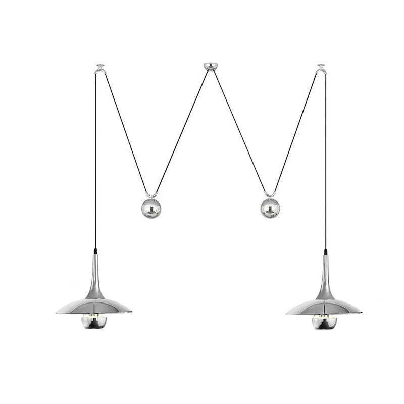 Onos Adjustable Pendant Lamp With Counterweight Ball Vintage Chrome Or Gold Metal