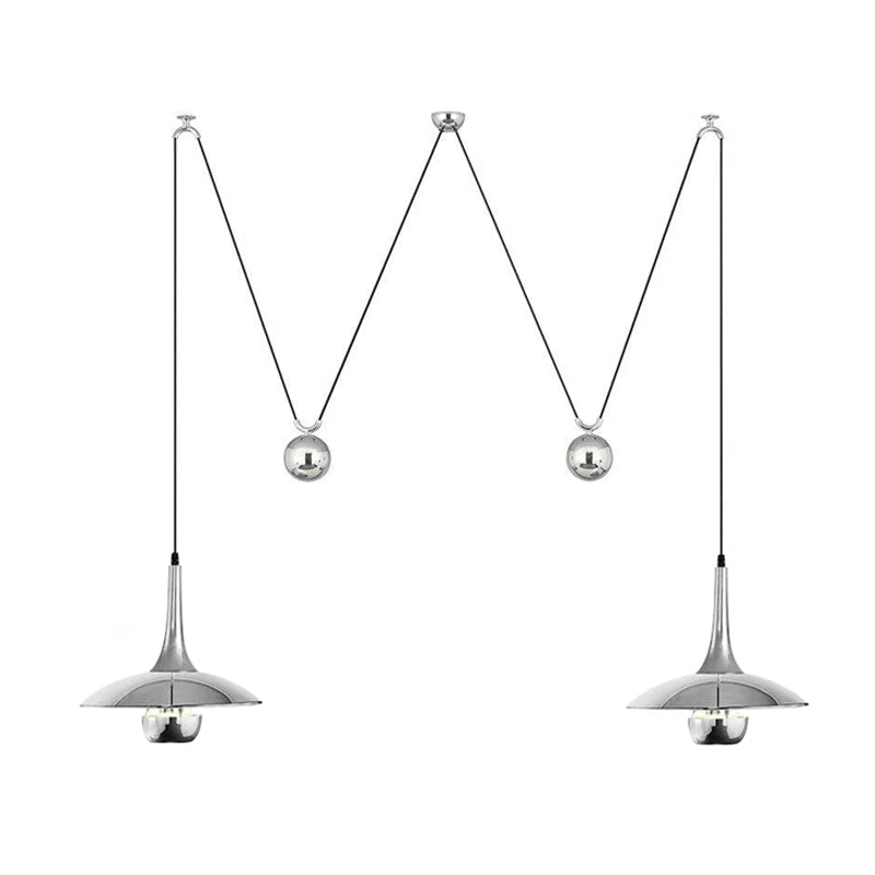 Onos Adjustable Pendant Lamp With Counterweight Ball Vintage Chrome Or Gold Metal