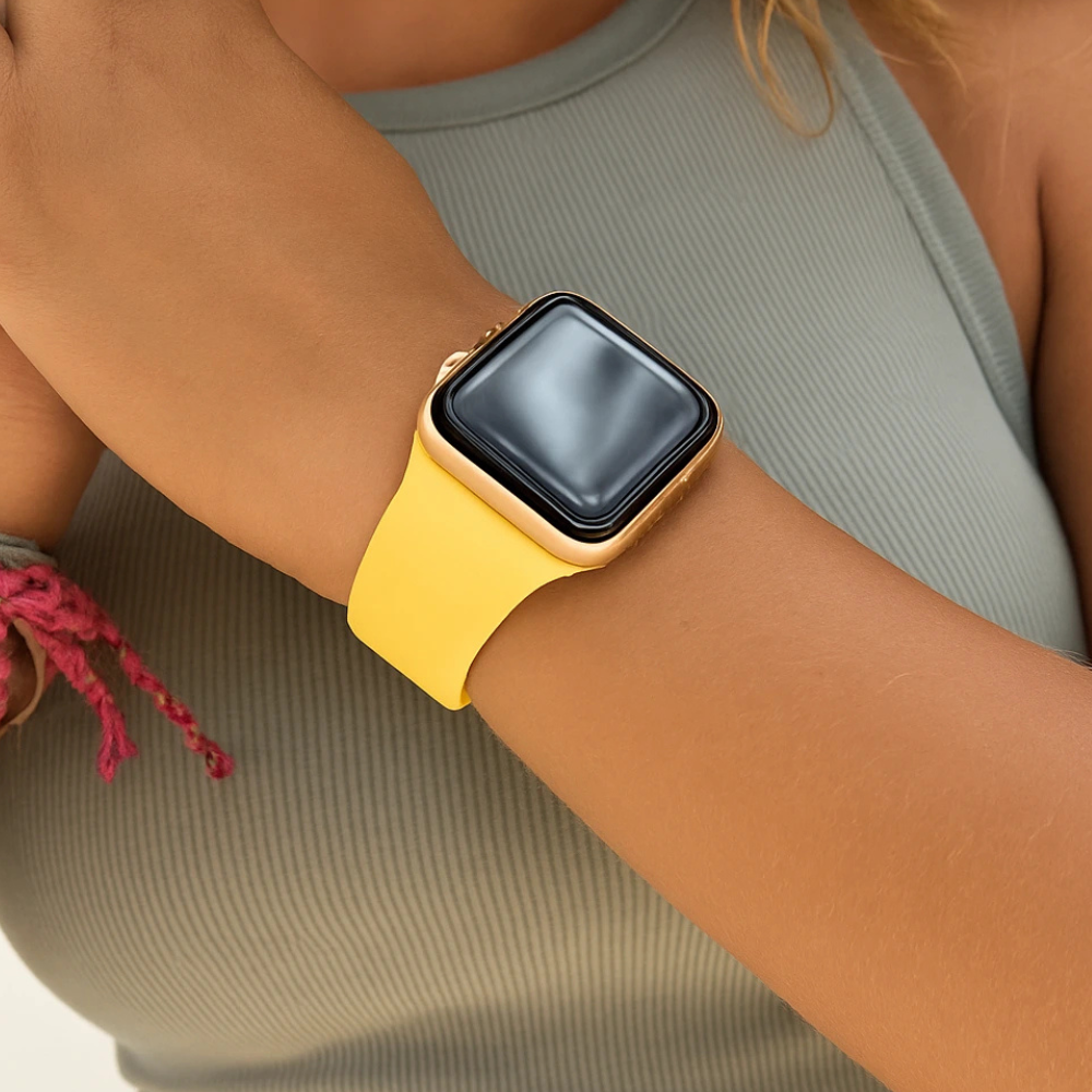 Gul silikonerem til Apple Watch — fleksibelt design, Apple Watch-serien