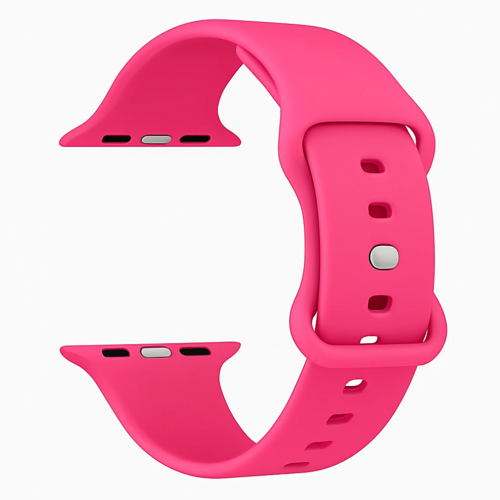 Apple Watch Classic siliconen band roze met dubbele lus en drukknopsluiting