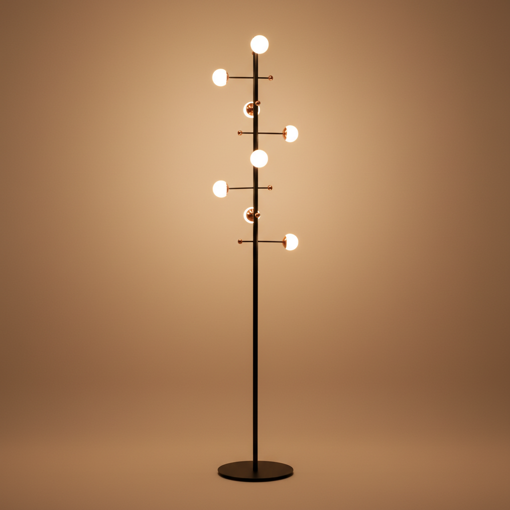 AuraLume Modern Dimmable Iron Floor Lamp With Opal Glass Globes Elegant Home Lighting Fixture