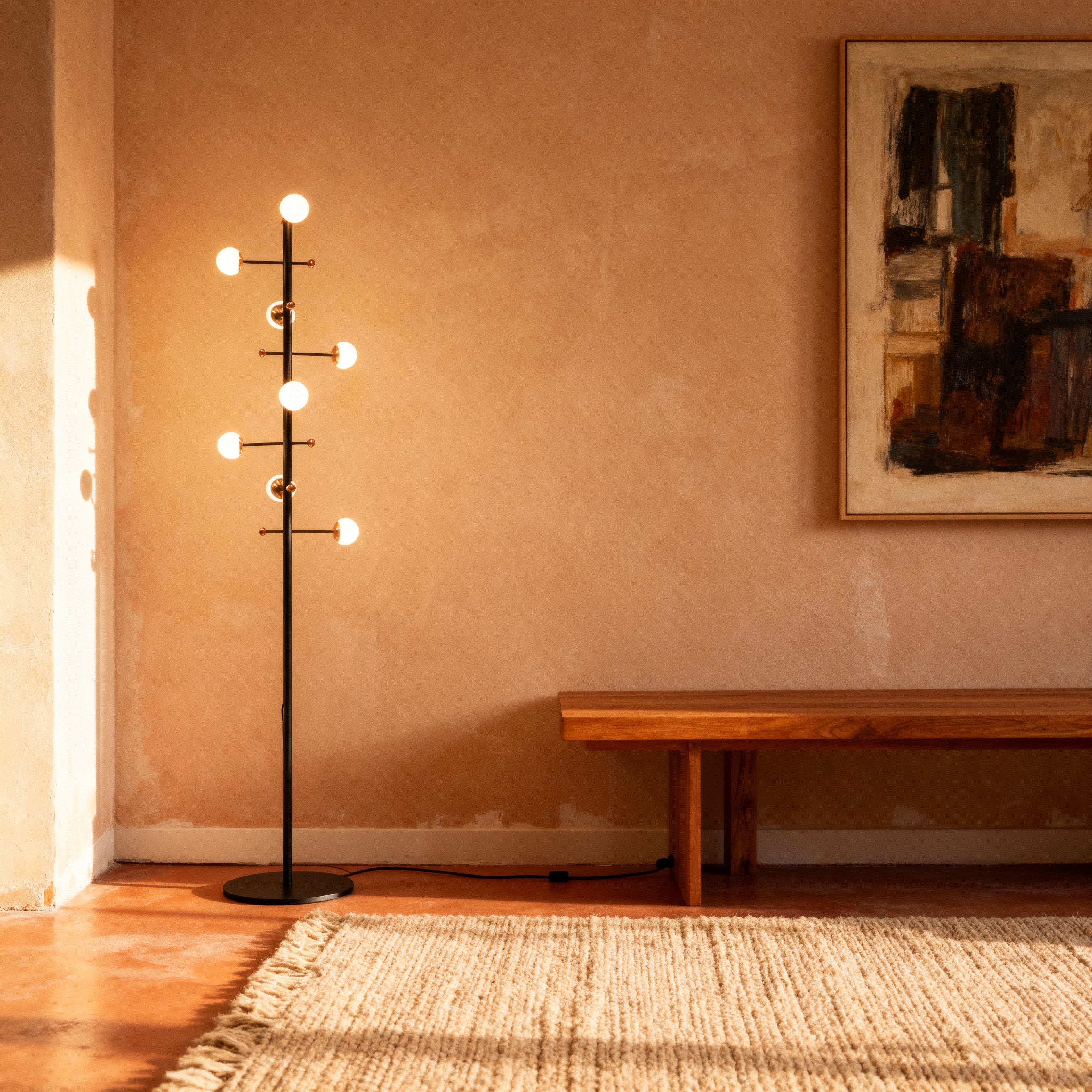 AuraLume Modern Dimmable Iron Floor Lamp With Opal Glass Globes Elegant Home Lighting Fixture