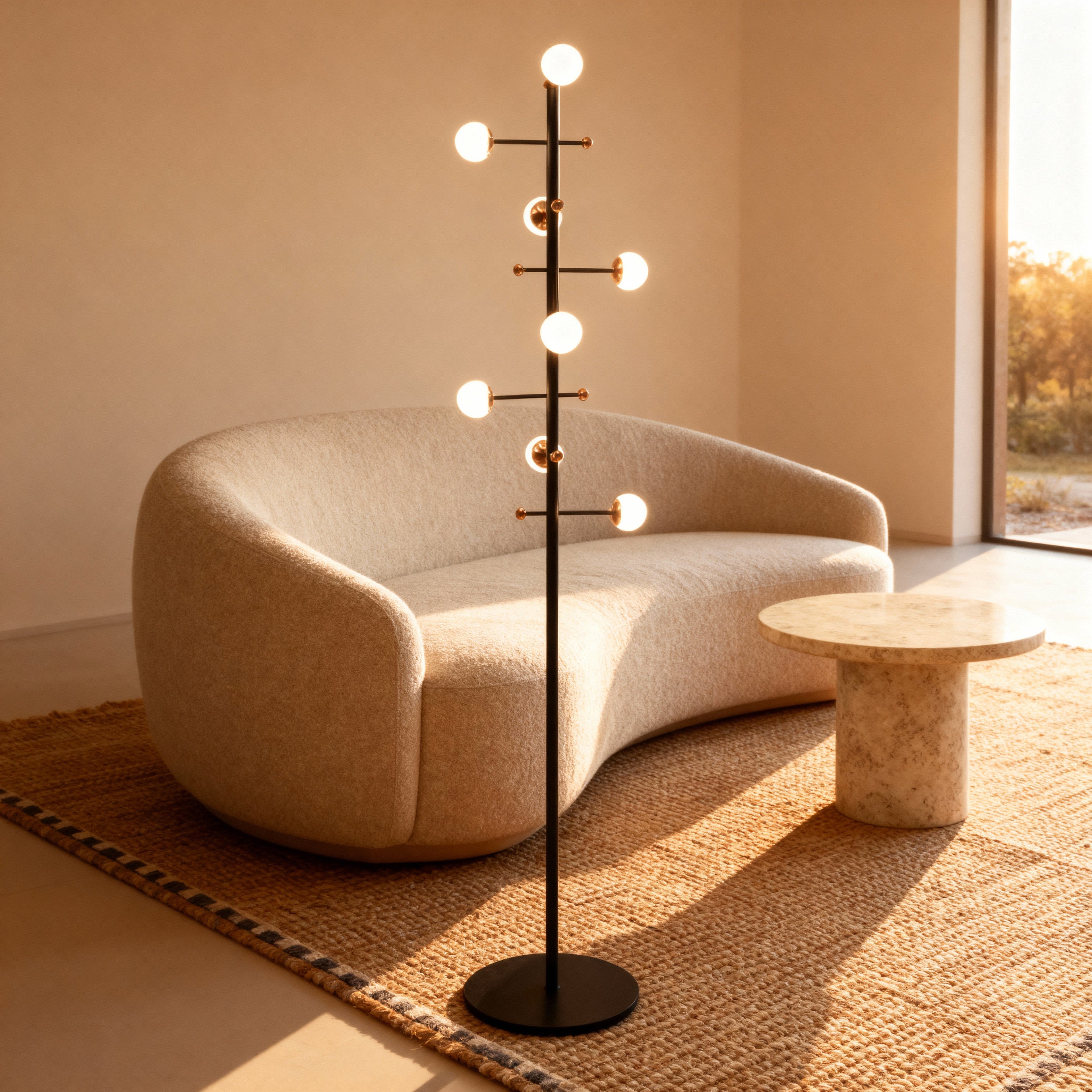 AuraLume Modern Dimmable Iron Floor Lamp With Opal Glass Globes Elegant Home Lighting Fixture
