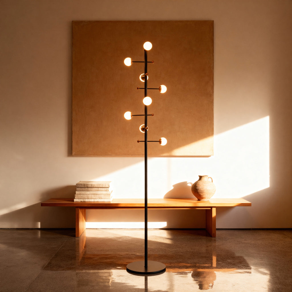 AuraLume Modern Dimmable Iron Floor Lamp With Opal Glass Globes Elegant Home Lighting Fixture