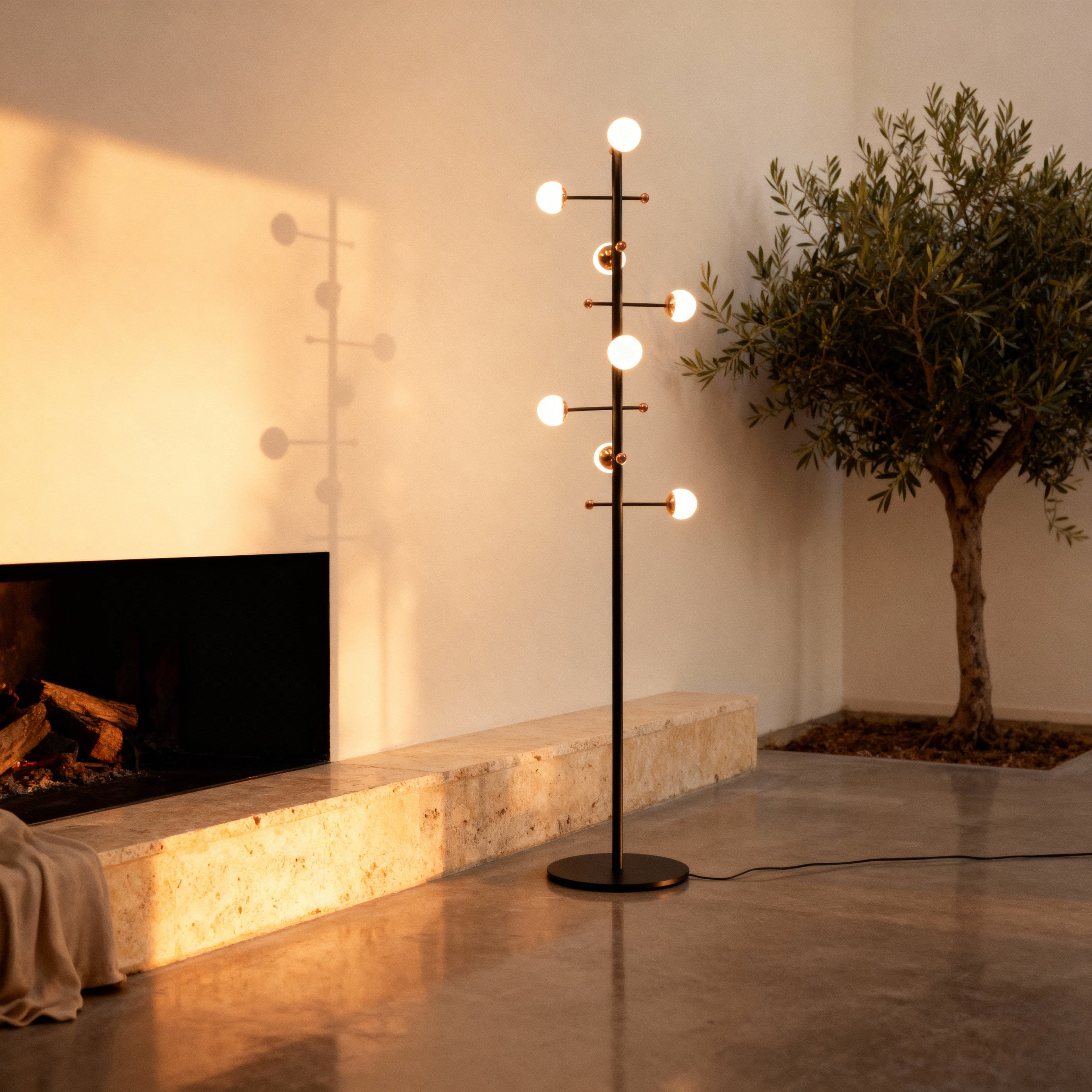 AuraLume Modern Dimmable Iron Floor Lamp With Opal Glass Globes Elegant Home Lighting Fixture