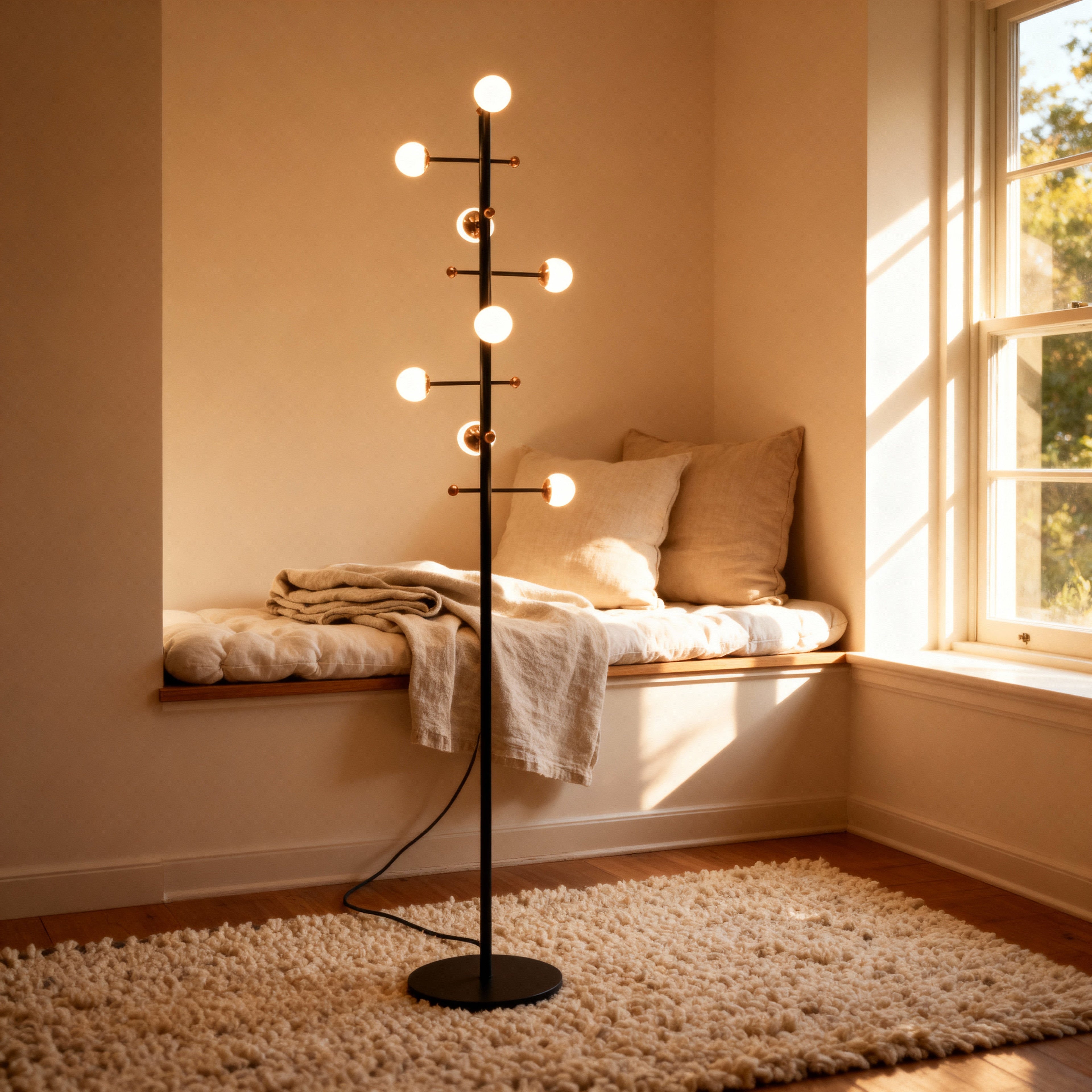 AuraLume Modern Dimmable Iron Floor Lamp With Opal Glass Globes Elegant Home Lighting Fixture