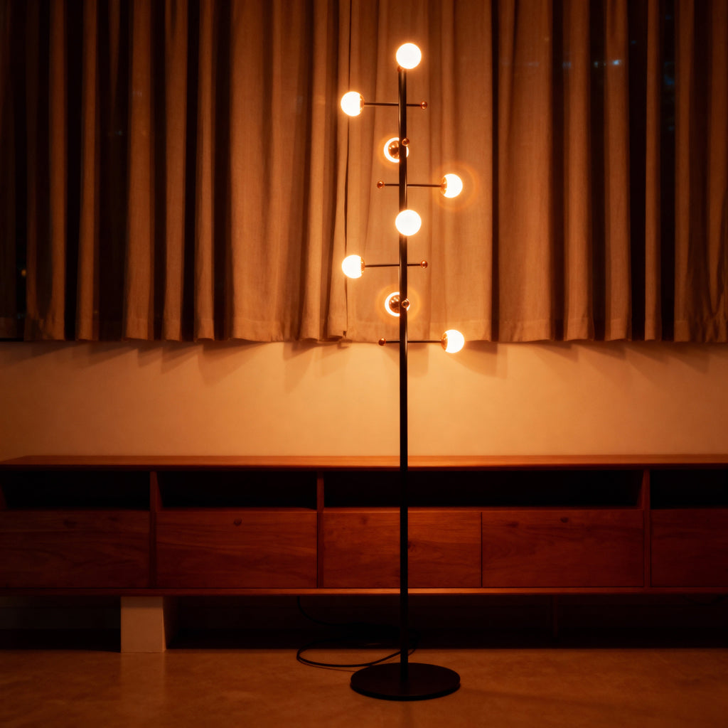 AuraLume Modern Dimmable Iron Floor Lamp With Opal Glass Globes Elegant Home Lighting Fixture