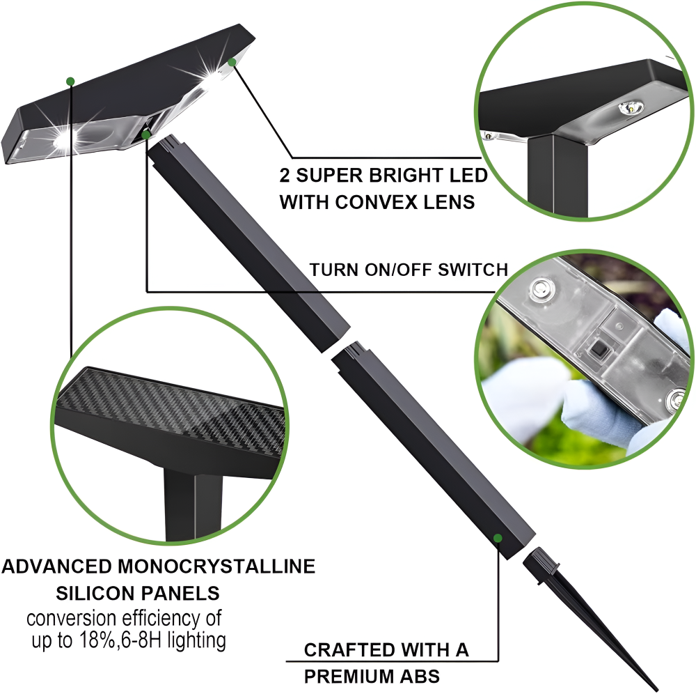 Set de 4 lămpi solare de exterior, rezistente la apă IP65, pentru aleea grădinii și terasă, 60 cm